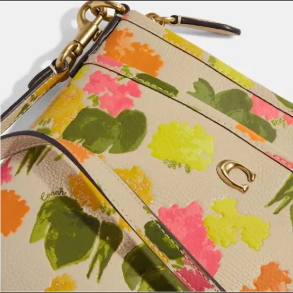 COACH Kitt Messenger Crossbody with Floral Print & Gold Flecks Bonnie Cashin - Picture 11 of 13